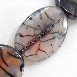 Agate Beads, Flat Oval, 25x35mm, Hole:Approx 2mm, Sold per 15.7-inch Strand