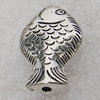 Jewelry findings, CCB Plastic Beads Antique Silver, Fish 21x14mm Hole:2mm, Sold by Bag