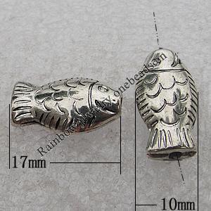 Jewelry findings, CCB Plastic Beads Antique Silver, Fish 17x10mm Hole:2mm, Sold by Bag