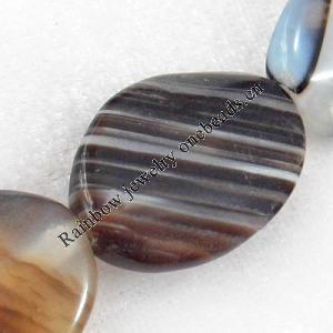 Agate Beads, Twist Flat Oval, 20x28mm, Hole:Approx 2mm, Sold per 15.7-inch Strand