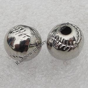 Jewelry findings, CCB Plastic Beads Platina Plated, Round 12mm Hole:3.5mm, Sold by Bag