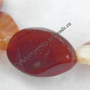 Agate Beads, Twist Flat Oval, 20x28mm, Hole:Approx 2mm, Sold per 15.7-inch Strand