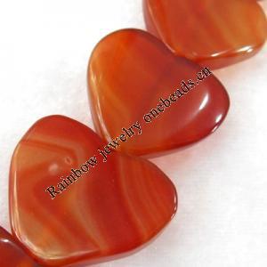Agate Beads, Heart, 26x31x7mm, Hole:Approx 2mm, Sold per 15.7-inch Strand