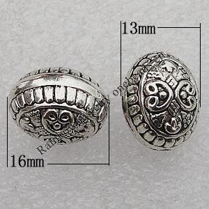Jewelry findings, CCB Plastic Beads Antique Silver, Flat Oval 16x13mm Hole:2mm, Sold by Bag