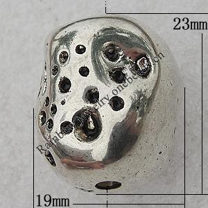 Jewelry findings, CCB Plastic Beads Antique Silver, Nugget 23x19mm Hole:3mm, Sold by Bag