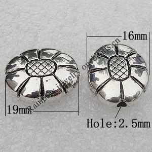 Jewelry findings, CCB Plastic Beads Antique Silver, Flat Oval 19x16mm Hole:2.5mm, Sold by Bag