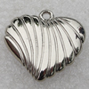 Jewelry findings, CCB Plastic Pendants Platina Plated, Heart 27x25mm Hole:2.5mm, Sold by Bag