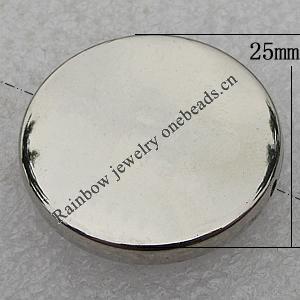 Jewelry findings, CCB Plastic Beads Platina Plated, Flat Round 25x5mm Hole:1.5mm, Sold by Bag