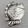 Jewelry findings, CCB Plastic Beads Antique Silver, Fish 21x16mm Hole:2mm, Sold by Bag