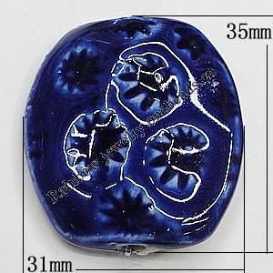 Ceramics Beads, 35x31mm Hole:3mm, Sold by Bag