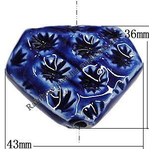 Ceramics Beads, Polygon 36x43mm Hole:3.5mm, Sold by Bag