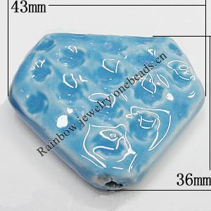 Ceramics Beads, Polygon 43x36mm Hole:3.5mm, Sold by Bag