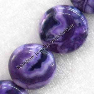 Agate Beads, Flat Round, 18mm, Hole:Approx 2mm, Sold per 15.7-inch Strand