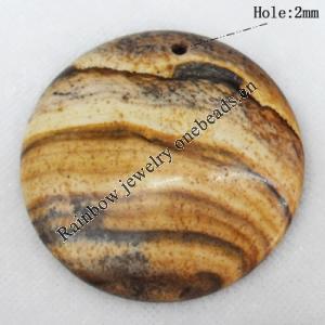 Agate Pendant, Flat Round, 40mm, Hole:Approx 2mm, Sold by PC