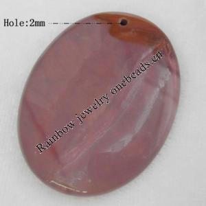 Agate Pendant, Flat Oval, 39x43mm, Hole:Approx 2mm, Sold by PC