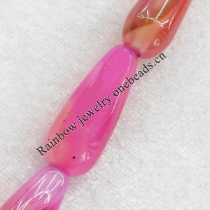 Agate Beads, Teardrop, About:11x29mm, Hole:Approx 2mm, Sold per 15.7-inch Strand