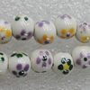 Ceramics Beads, Round 6mm Hole:1.5mm, Sold by Bag