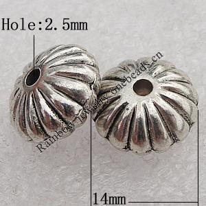 Jewelry findings, CCB Plastic Beads Antique Silver, Flat Round 14x8mm Hole:2.5mm, Sold by Bag