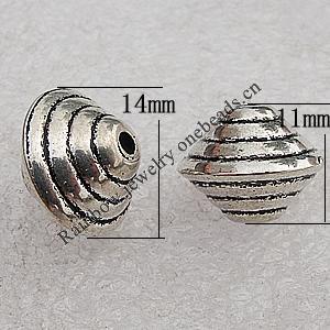 Jewelry findings, CCB Plastic Beads Antique Silver, Bicone 14x11mm Hole:2mm, Sold by Bag