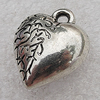 Jewelry findings, CCB Plastic Pendants Antique Silver, Heart 24x20mm Hole:3mm, Sold by Bag