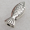 Jewelry findings, CCB Plastic Beads Antique Silver, Fish 22x9mm Hole:2.5mm, Sold by Bag