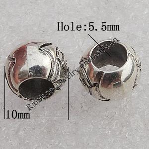 Jewelry findings, CCB Plastic Beads Antique Silver, 10x8mm Hole:5.5mm, Sold by Bag