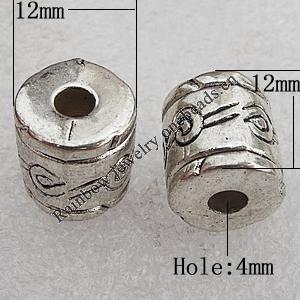 Jewelry findings, CCB Plastic Beads Antique Silver, Column 12x12mm Hole:4mm, Sold by Bag