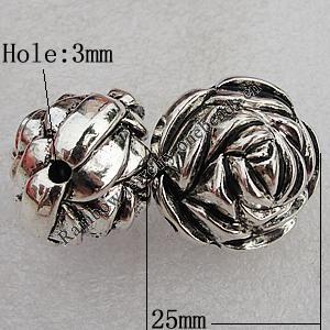 Jewelry findings, CCB Plastic Beads Antique Silver, Flower 25mm Hole:3mm, Sold by Bag