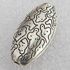 Jewelry findings, CCB Plastic Beads Antique Silver, Flat Oval 28x14mm Hole:2mm, Sold by Bag
