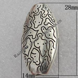 Jewelry findings, CCB Plastic Beads Antique Silver, Flat Oval 28x14mm Hole:2mm, Sold by Bag