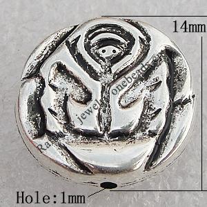 Jewelry findings, CCB Plastic Beads Antique Silver, 14x4mm Hole:1mm, Sold by Bag