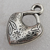 Jewelry findings, CCB Plastic Pendants Antique Silver, Heart 33x24mm Hole:2.5mm, Sold by Bag