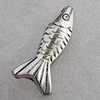 Jewelry findings, CCB Plastic Beads Antique Silver, Fish 30x14mm Hole:2mm, Sold by Bag