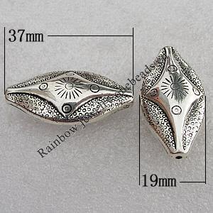 Jewelry findings, CCB Plastic Beads Antique Silver, 37x19mm Hole:1.5mm, Sold by Bag