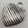 Jewelry findings, CCB Plastic Pendants Antique Silver, Heart 24x21mm Hole:3mm, Sold by Bag