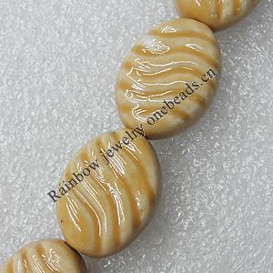 Ceramics Beads, Flat Oval 26x20mm Hole:3mm, Sold by Bag