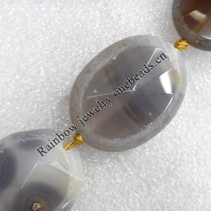 Agate Beads, Faceted Oval, 30x40x13mm, Hole:Approx 2mm, Sold per 15.7-inch Strand