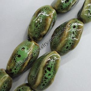 Ceramics Beads, Twist Faceted Oval 21x10mm Hole:2mm, Sold by Bag