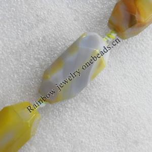 Agate Beads, Faceted Nugget, About:20x43mm, Hole:Approx 2mm, Sold per 15.7-inch Strand