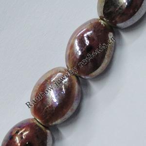 Ceramics Beads Plated AB, Flat Oval 15x12mm Hole:2mm, Sold by Bag