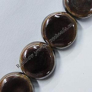 Ceramics Beads Plated AB, Flat Round 20mm Hole:3mm, Sold by Bag