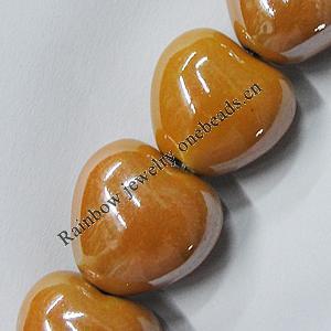 Ceramics Beads Plated AB, Heart 23x22mm Hole:3.5mm, Sold by Bag