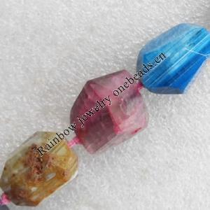 Agate Beads, Faceted Nugget, Mix colour, About:23x25-18x25mm, Hole:Approx 2mm, Sold per 15.7-inch Strand