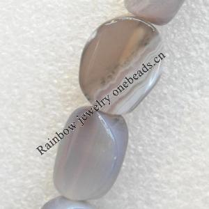 Grey Agate Beads，Flat Oval, 15x20mm, Hole:Approx 1.5mm, Sold per 15.7-inch Strand