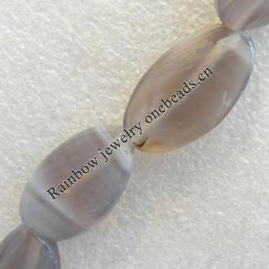 Grey Agate Beads，Flat Oval, 15x30mm, Hole:Approx 1.5mm, Sold per 15.7-inch Strand