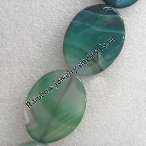 Green Agate Beads, Twist Flat Oval, 31x42mm, Hole:Approx 1.5mm, Sold per 15.7-inch Strand