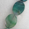 Green Agate Beads, Twist Flat Oval, 31x42mm, Hole:Approx 1.5mm, Sold per 15.7-inch Strand