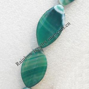 Green Agate Beads, Horse eye, 26x46mm, Hole:Approx 1.5mm, Sold per 15.7-inch Strand