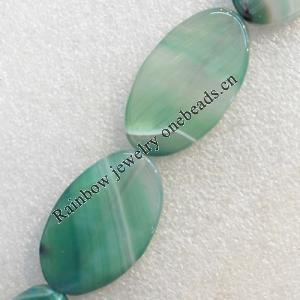 Green Agate Beads, Twist Flat Oval, 27x43mm, Hole:Approx 1.5mm, Sold per 15.7-inch Strand