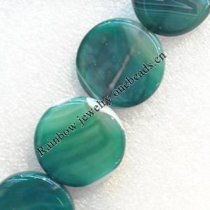 Green Agate Beads, Flat Round, 31x7mm, Hole:Approx 1.5mm, Sold per 15.7-inch Strand